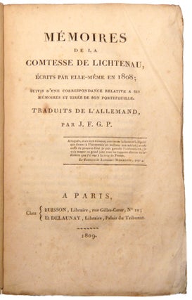 Item #10468 Mémoires, écrits par elle-même en 1808; suivis d'une correspondance relative à...