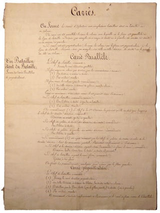 Item #11905 Manuscrit sur la manière de former les carrés d'infanterie, avec un ou...