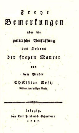 Item #12948 Freye Bemerkungen, über die politische Verfassung des Ordens der freyen Maurer....