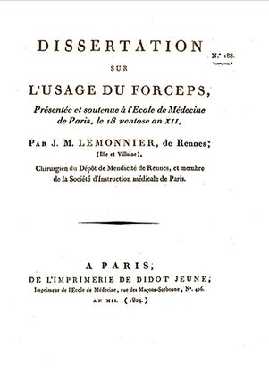 Item #14127 Dissertation sur l'usage du forceps, présentée et soutenue à l'Ecole de Médecine...