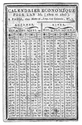 Item #16198 CALENDRIER économique pour l'An XI, (1802