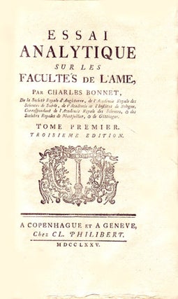 Item #16572 Essai analytique sur les facultés de l'âme, 3e édition. BONNET,...