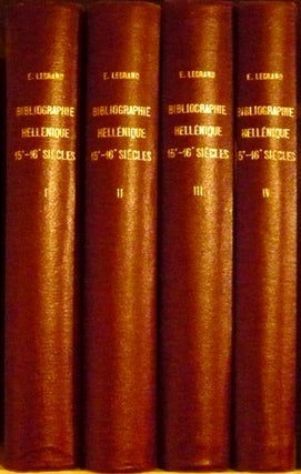 Bibliographie Hellénique, ou description raisonnée des ouvrages publiés en grec par des Grecs aux XVe et XVIe siècles.