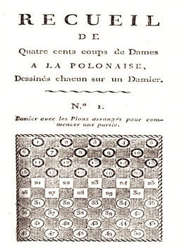Les Quatre jeux de Dames, Polonais, Égyptien, Échecs, et à trois personnes; avec les damiers et pions nécessaires: ainsi qu'une méthode générale pour varier les jeux de dames à l'infini. Suivis d'un volume de planches...