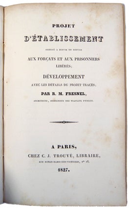 Item #18543 Projet d'établissement destiné à servir de refuge aux...