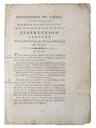 Item #19409 Instruction abrégée sur le fabrication du sirop et du sucre de raisin, Département...