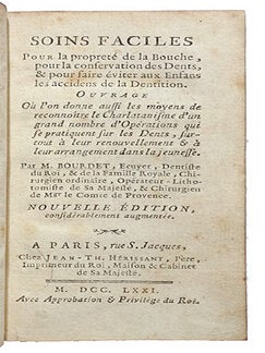 Soins faciles pour la propreté de la bouche, pour la conservation des dents, & pour faire éviter aux enfans les accidents de la dentition. Ouvrage où l'on donne aussi les moyens de reconnoître le charlatanisme d'un grand nombre d'opérations qui se pratiquent sur les dents, surtout à leur renouvellement & à leur arrangement dans la jeunesse. Nouvelle édition considérablement augmentée.