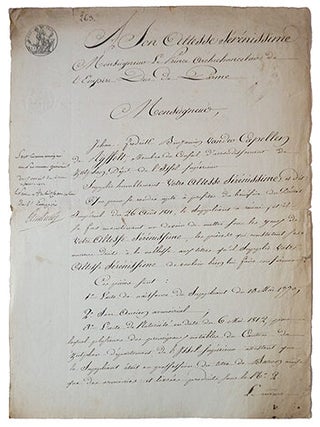 Item #20092 Lettre autographe (de la main de son secrétaire) signée par Cambacérès, en date...