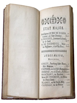 Etat du régiment des Gardes françoises, par rang de Compagnie & suivant l'ancienneté de Messieurs les Officiers & Sergens.