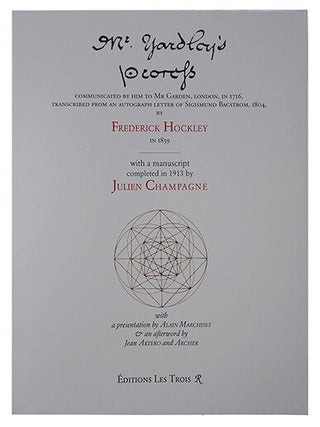 Item #20368 Mr Yardley's Process, communicated by him to Mr Garden of London in 1716, transcribed...