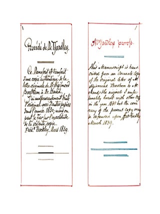 Mr Yardley's Process, communicated by him to Mr Garden of London in 1716, transcribed from an autograph letter of Dr. Sigismond Bacstrom to Mr. Hand in 1804; by Fred. Hockley. Procédé de Mr. Yardley communiqué par lui à Mr. Garden, de Londres en 1716, transcrit d'une lettre de Sigismond Bacstrom en 1804, une traduction manuscrite en regard de la main de Julien Champagne. With a presentation by Alain Marchiset & an afterword by Jean Artero.
