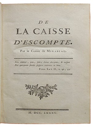 (recueil) De la caisse d'escompte