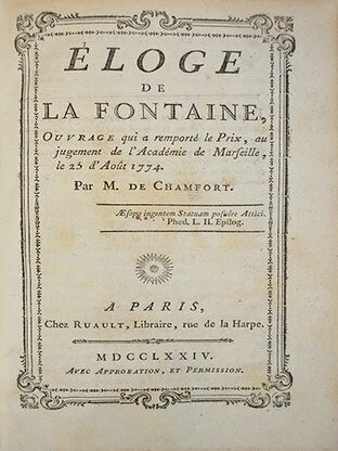 Item #20696 Eloge de La Fontaine, qui a remporté le prix, au jugement de l'Académie de...