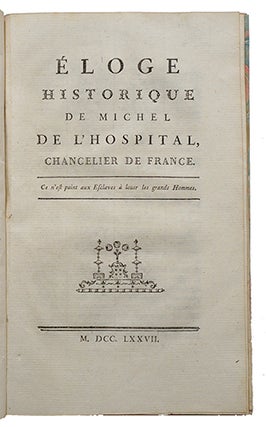 Item #20697 Eloge historique de Michel de l'Hospital, Chancelier de France. GUIBERT,...