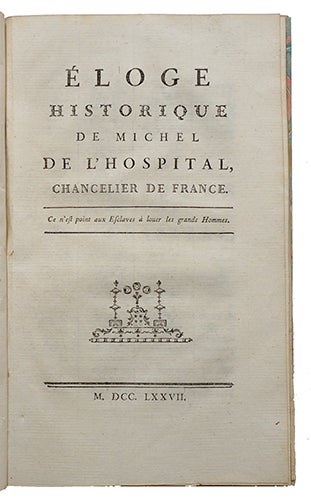 Item #20697 Eloge historique de Michel de l'Hospital, Chancelier de France. GUIBERT, Général Cte de Jacques Ant. Hip.