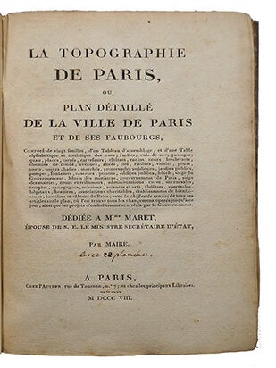 Topographie de Paris ou plan détaillé de la ville de Paris et de ses faubourgs