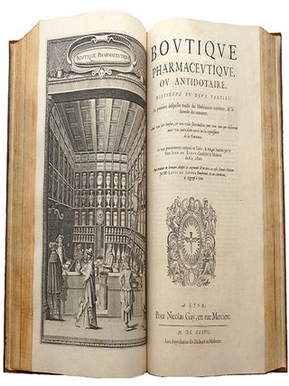 Les Oeuvres pharmaceutiques, ... augmentées de plus d'un tiers en cette seconde édition par l'Auteur; puis traduites, embellies de plusieurs figures... mises en lumière par Louys de Serres... - Suvi de : Boutique pharmaceutique ou antidotaire...