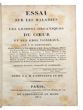 Essai sur les maladies et les lésions organiques du coeur, et des gros vaisseaux. 2° édition corrigée et augmentée.