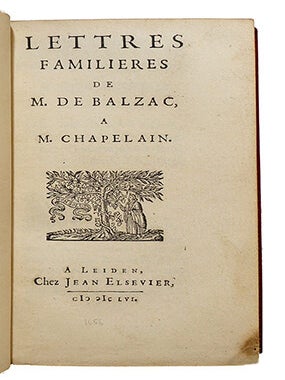 Lettres familières de Monsieur de Balzac à Monsieur Chapelain