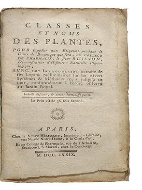 Item #21009 Classes et noms des plantes, pour suppléer aux étiquettes pendant le cours de...