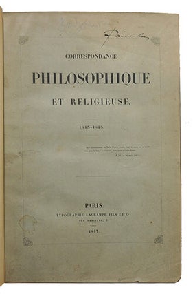 Correspondance philosophique et religieuse, 1843-1845