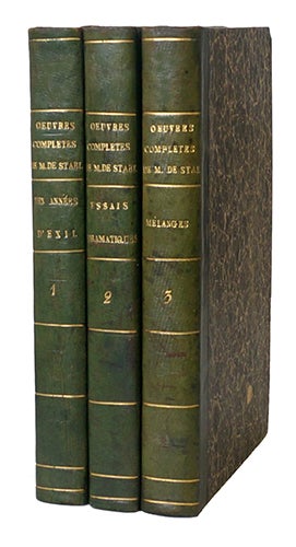 Item #21077 Oeuvres inédites, de Mme la Baronne de Staël, publiées par son fils. STAEL-HOLSTEIN, Baronne de.
