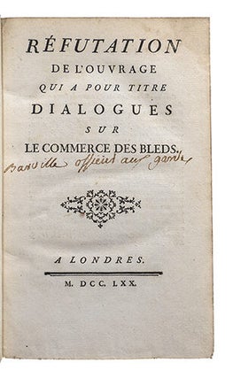 Principes sur la liberté du commerce des grains, Juillet 1768.