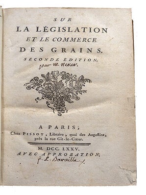 Sur la législation et le commerce des grains, seconde édition.