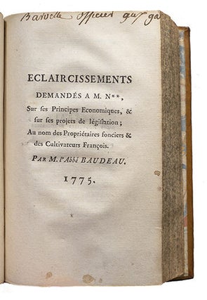 Sur la législation et le commerce des grains, seconde édition.