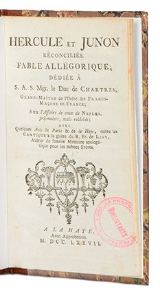 Item #21190 Hercule et Junon réconciliés, Fable allégorique dédiée à S.A.S. le Duc de...