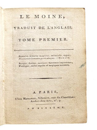 Le Moine, traduit de l'anglais.