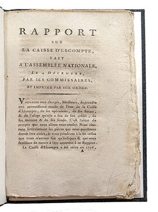 Rapport sur la Caisse d'Escompte, fait à l'Assemblée Nationale, le 4 décembre, par ses Commissaires, et imprimé par son ordre