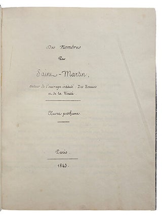 Des nombres, oeuvre posthume
