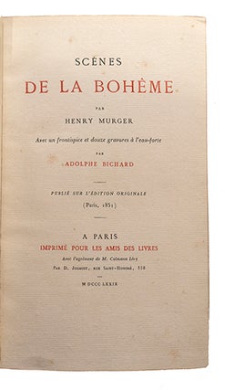 La vie de Bohême, avec un front. et 12 gravures à l'eau-forte par Adolphe Bichard.