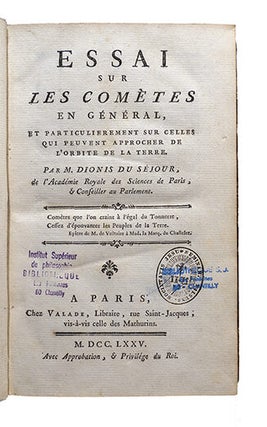 Essai sur les Comètes en général, et particulièrement celles qui peuvent approcher de l'orbite de la Terre.
