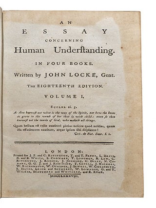 An Essay Concerning Human Understanding, in four books, the eighteenth edition.