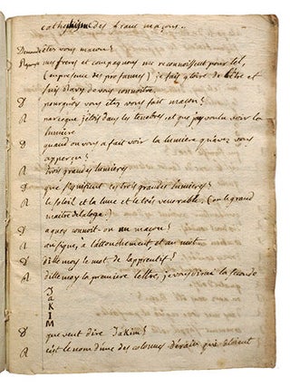 joli manuscrit de la 2e moitié du 18e siècle, intitulé "cathéchisme des franc-maçons"